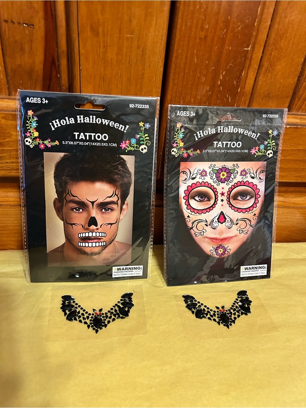 Skull & Sugar Skull Face Tattoo Pack - Black & Pink